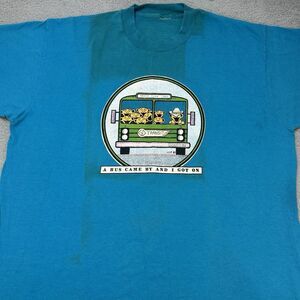 Vintage Grateful Dead Shirt Blue Single Stitch A Bus Came‎ By And I Got On 1985